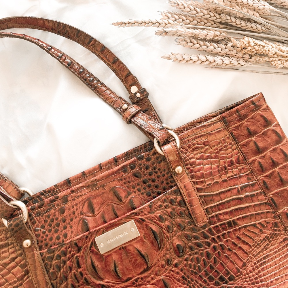 BRAHMIN LEATHER PECAN ASHER TOTE